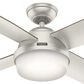 Hunter Dempsey 52" Outdoor Ceiling Fan with Lights in Matte Nickel, , large
