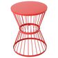Hearth and Haven Outdoor Metal Hourglass Side Table with Open Cage Design in Red, , large