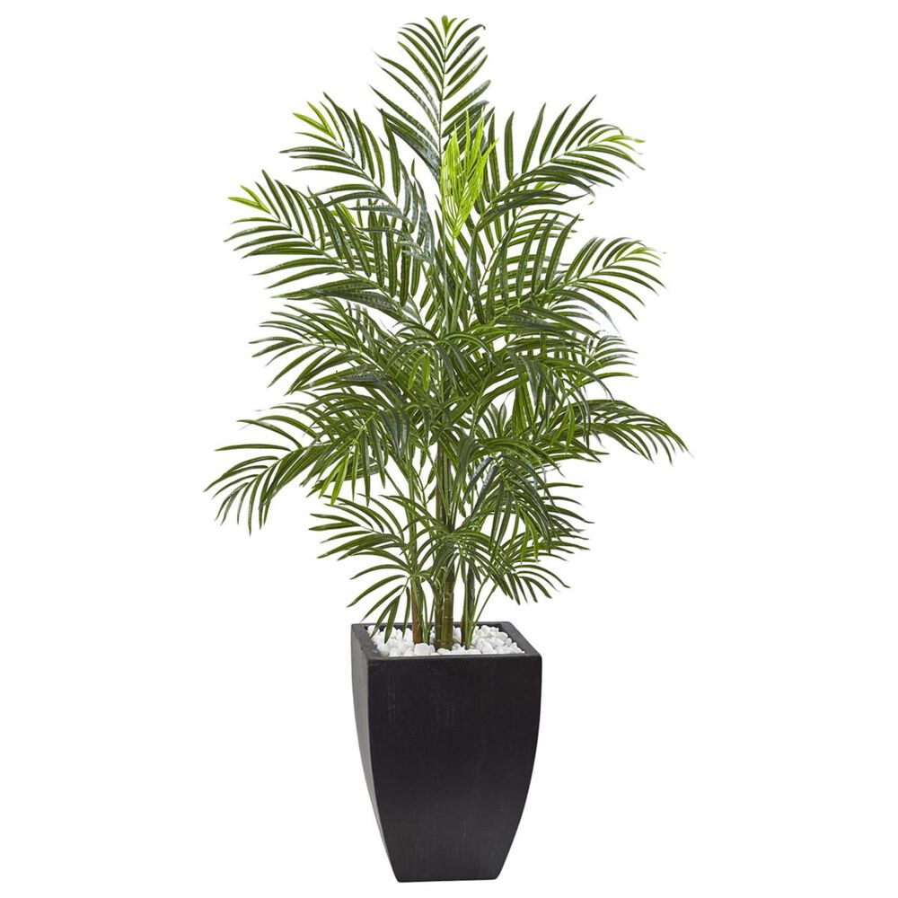 Nearly Natural Inc 4.5" Areca Palm Tree with Black Wash Planter, , large