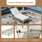 HOMLUX Adjustable Outdoor Chaise Lounge with Wheels and Creamy White Rattan in Beige (Set of 2), , large