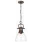 Golden Lighting Duncan 1-Light Small Pendant with Chain and Clear Shade in Rubbed Bronze, , large