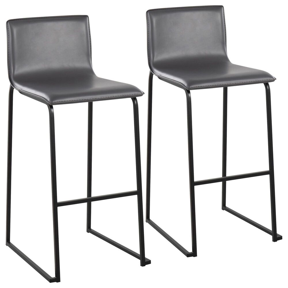 Lumisource Mara Barstool with Grey Cushion in Black (Set of 2), , large