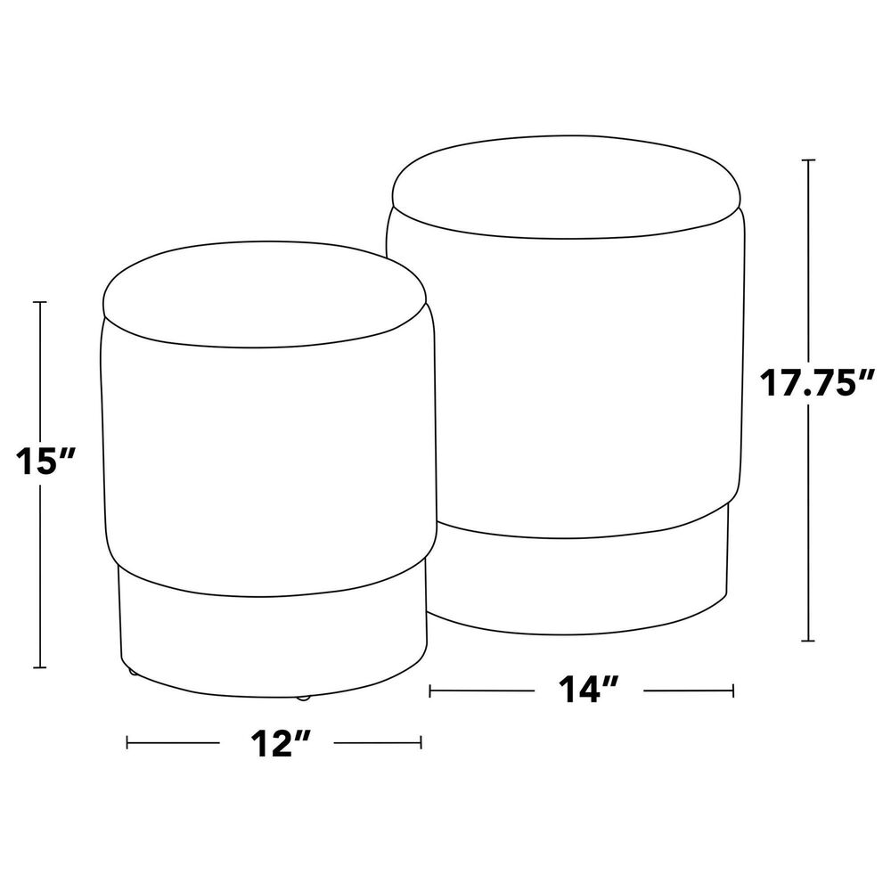 Lumisource Marla 2-Piece Nesting Pleated Ottoman Set in Cream, , large