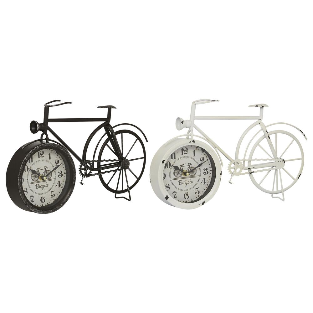 Maple and Jade Bicycle Table Clock in Black and White (Set of 2), , large