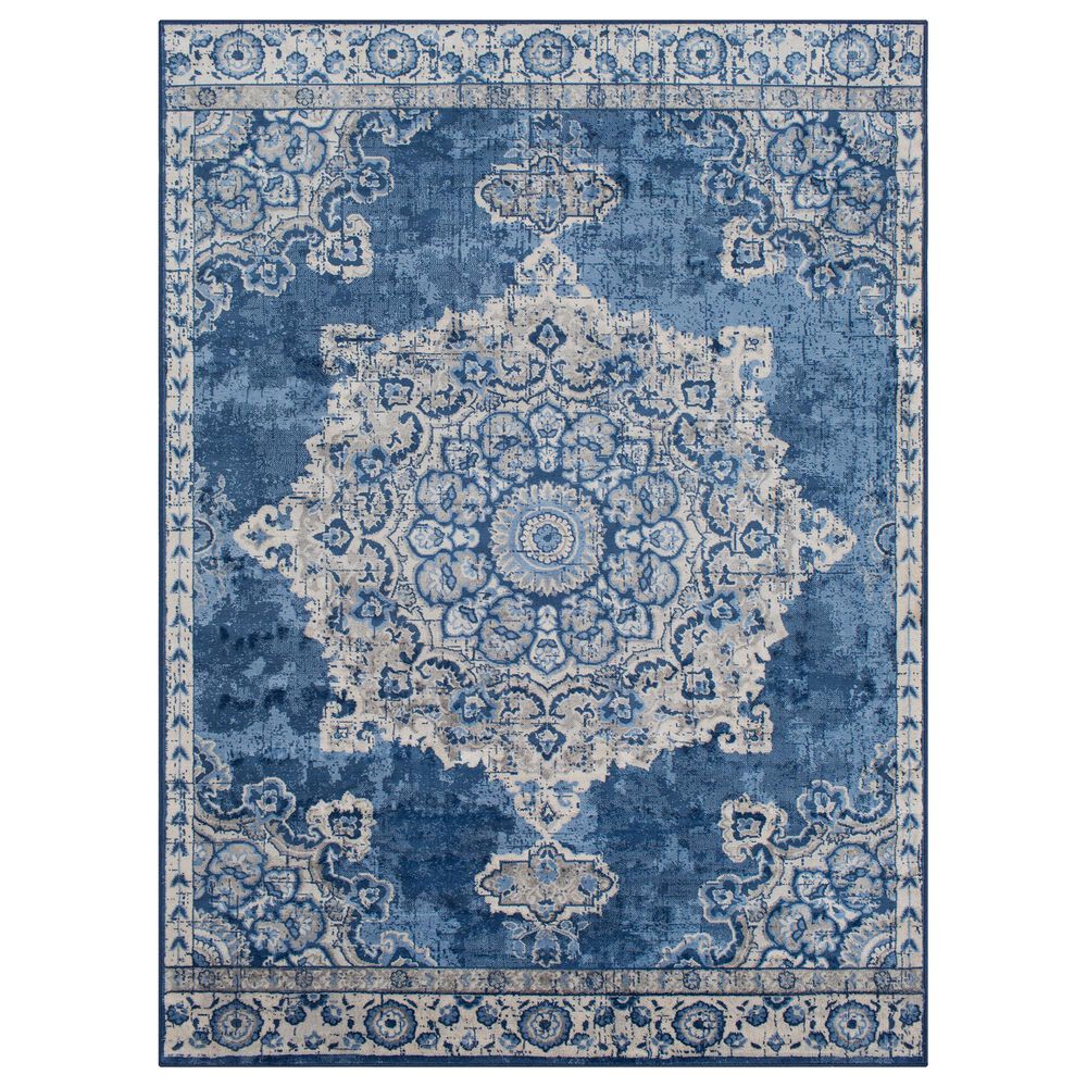 Surya Monaco MOC-2300 6'9" x 9'9" Bright Blue, Gray and Cream Area Rug, , large