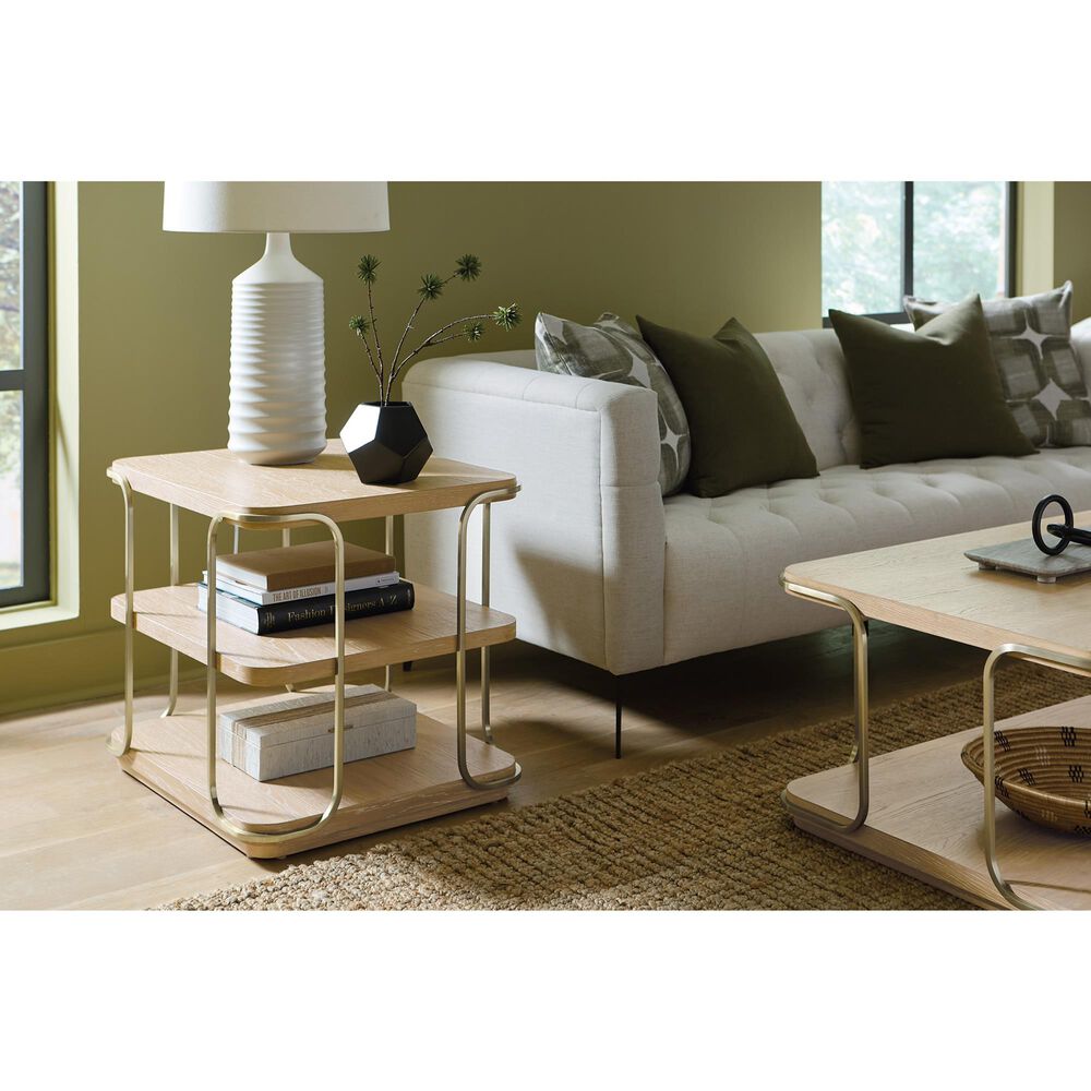Hooker Furniture Banyon Bay Two-Tier End Table in Desert Oak and Brushed Brass, , large
