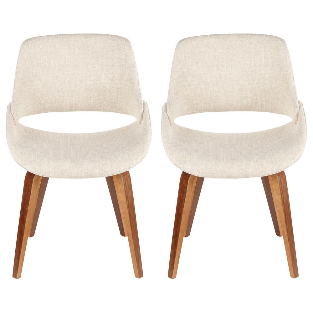Lumisource Fabrizzi Dining Chair in Cream/Walnut &#40;Set of 2&#41;, , large