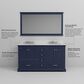 Lexora Home Dukes 60" Double Bathroom Vanity in Navy Blue with 2 cm White Cultured Marble Top and Rectangular Sinks, , large