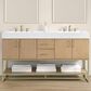 37B Mauri 60" Double Bathroom Vanity with Metal Base in Warm Oak with High-Profile 4" White Composite Stone Top, , large