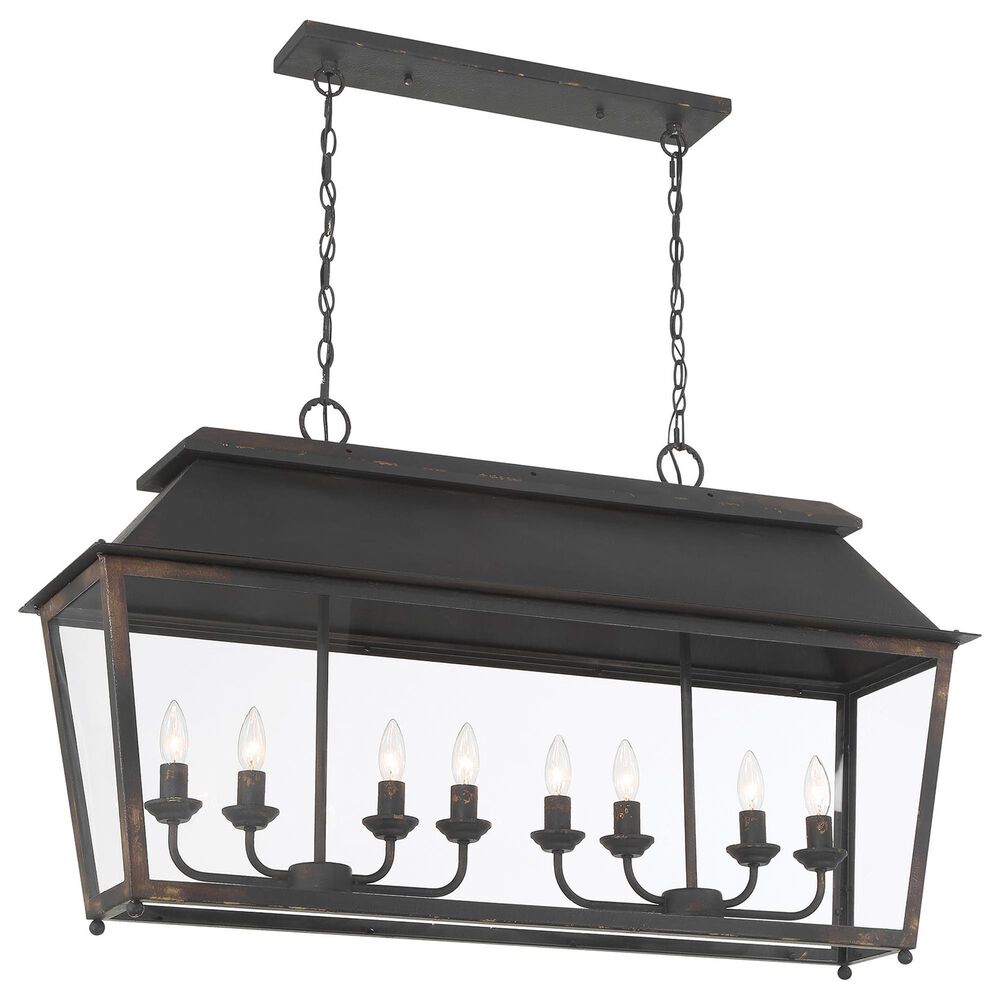 Golden Lighting Abingdon 8-Light Linear Pendant in Antique Black, , large
