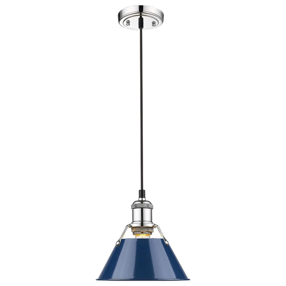 Golden Lighting Orwell 1-Light Small Pendant with Matte Navy Shade in Chrome, , large