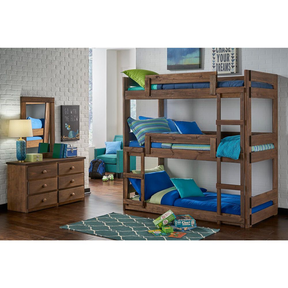 Rusticvale Triple Twin Bunkbed in Chestnut, , large