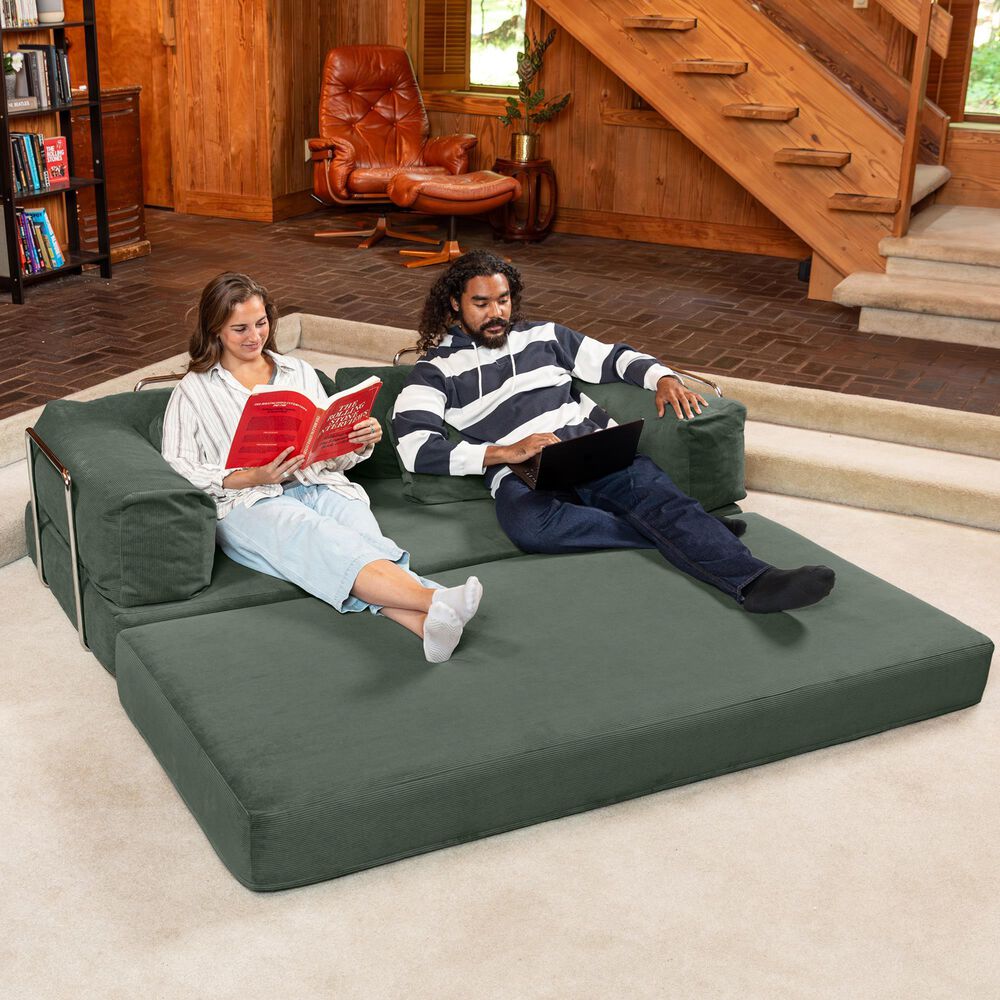 Jaxx Unsofa Stationary Loveseat in Forest Dark Green, , large