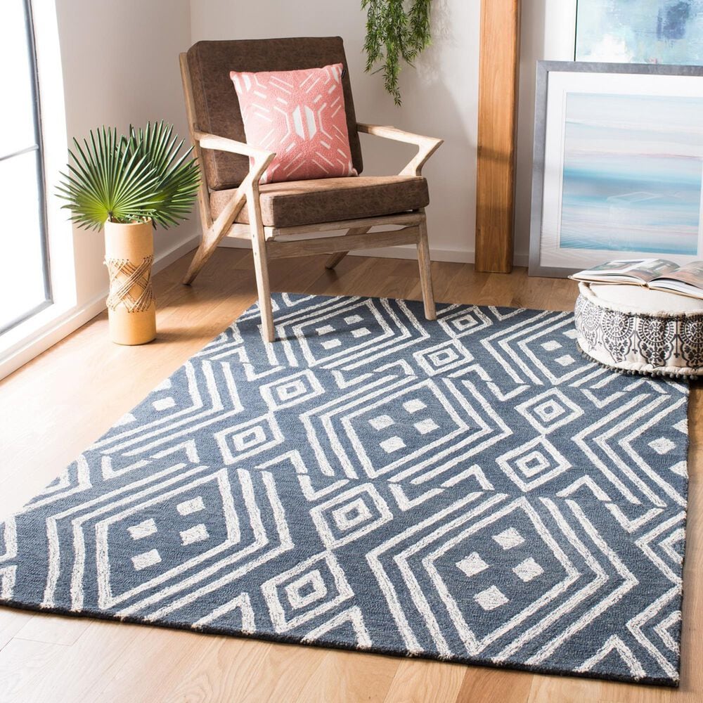 Safavieh Micro-Loop 8&#39; x 10&#39; Navy and Blue Area Rug, , large