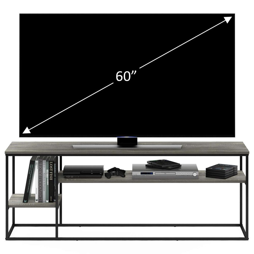 HOMLUX 60" TV Stand with 2 Open Storage Shelves in French Oak Grey, , large