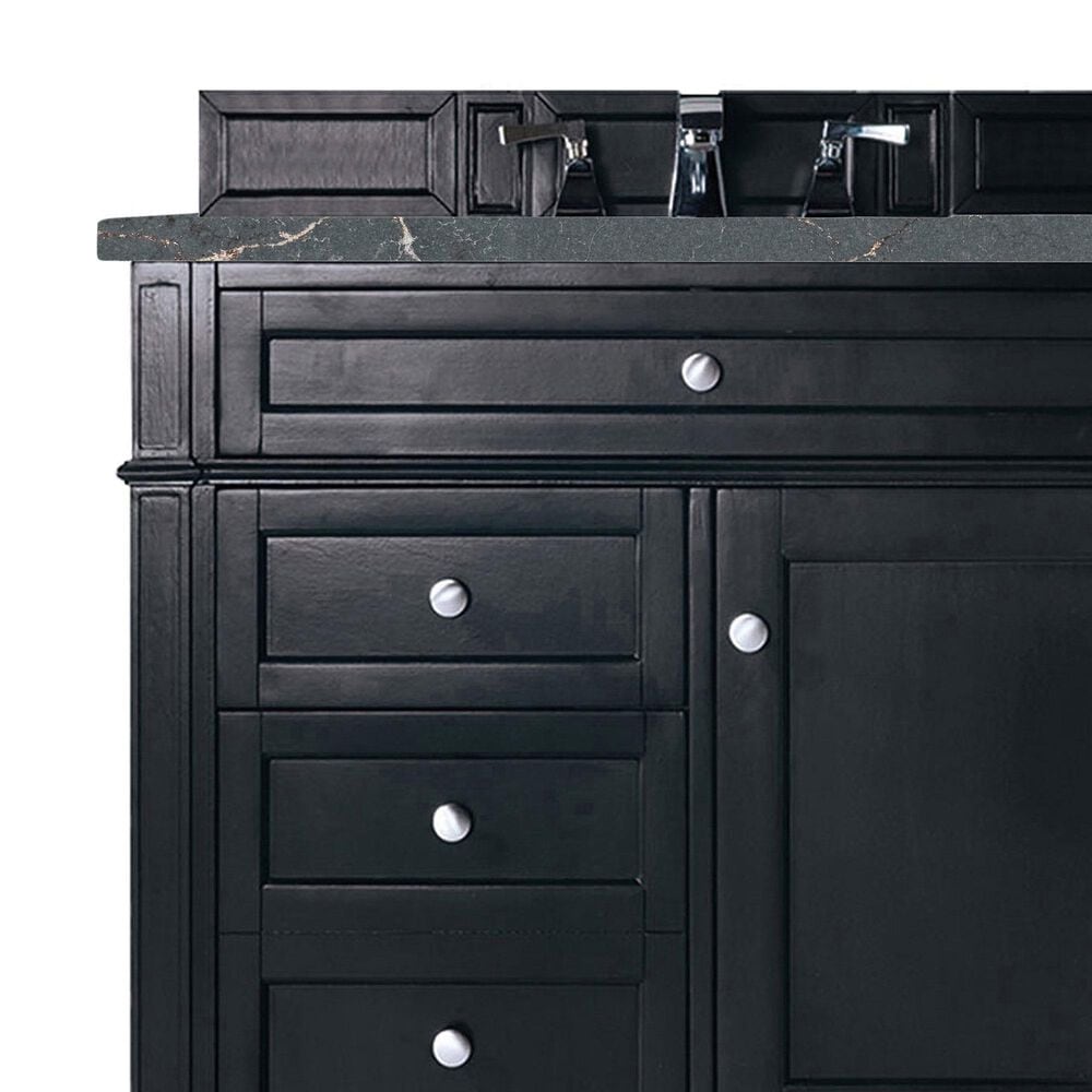 James Martin Vanities Brittany 36" Single Bathroom Vanity in Black Onyx with 3 cm Parisien Bleu Quartz Top and Rectangular Sink, , large