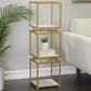 Maple and Jade 3-Shelf Cube Storage Shelving Unit in Satin Gold and White Marble, , large