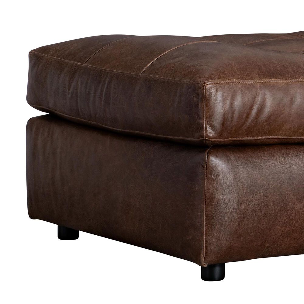 Bernhardt Nest Leather Ottoman in Brown, , large