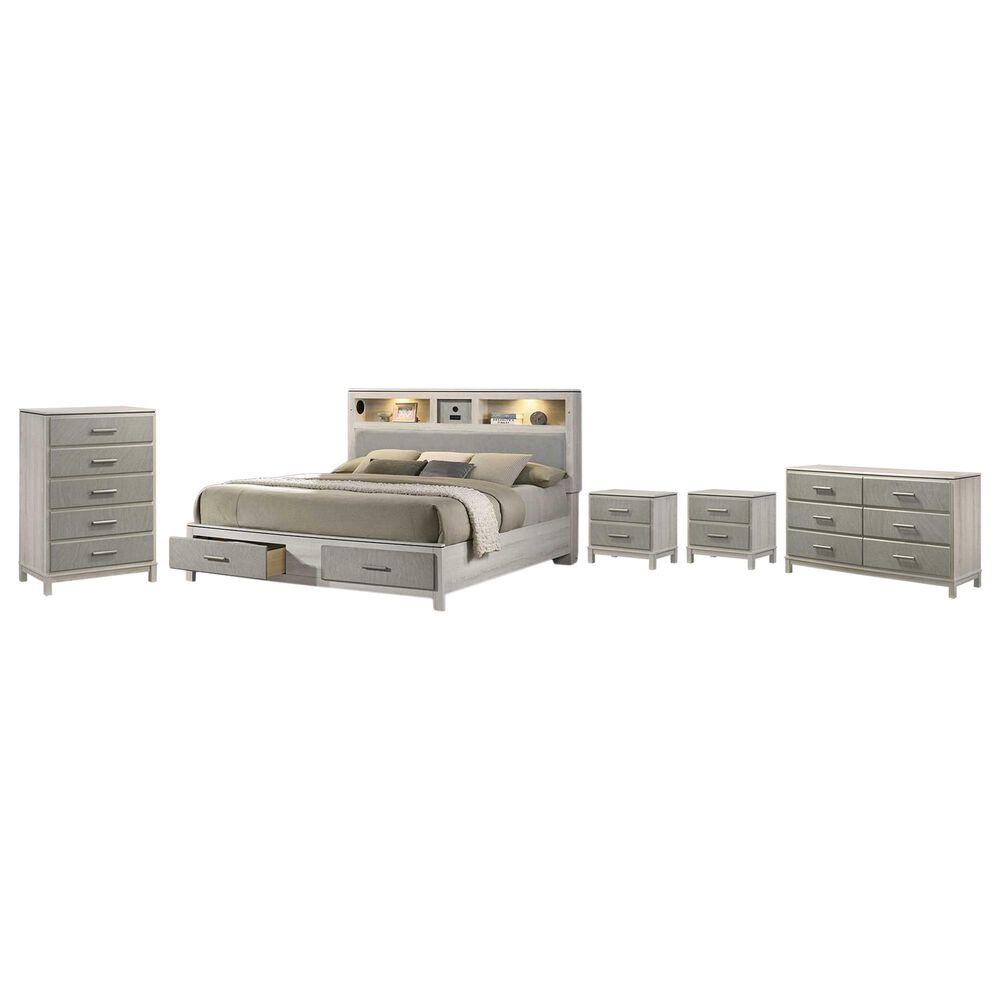 Titanic Furniture Roswell 5-Piece Queen Storage Bedroom Set with Two Nightstands in Beige, , large