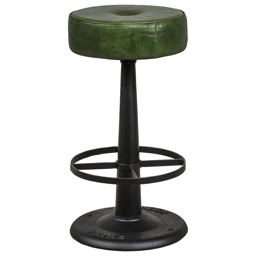 Stone Haven Gavin Counter Stool with Green Upholstered Leather and Black Finish, , large