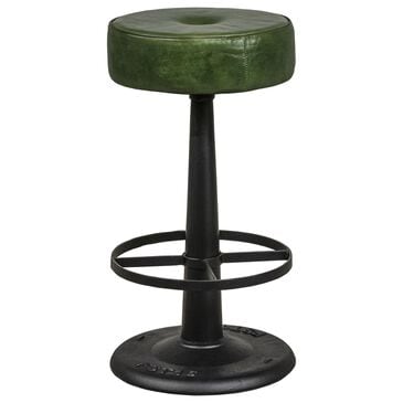 Stone Haven Gavin Counter Stool with Green Upholstered Leather and Black Finish, , large