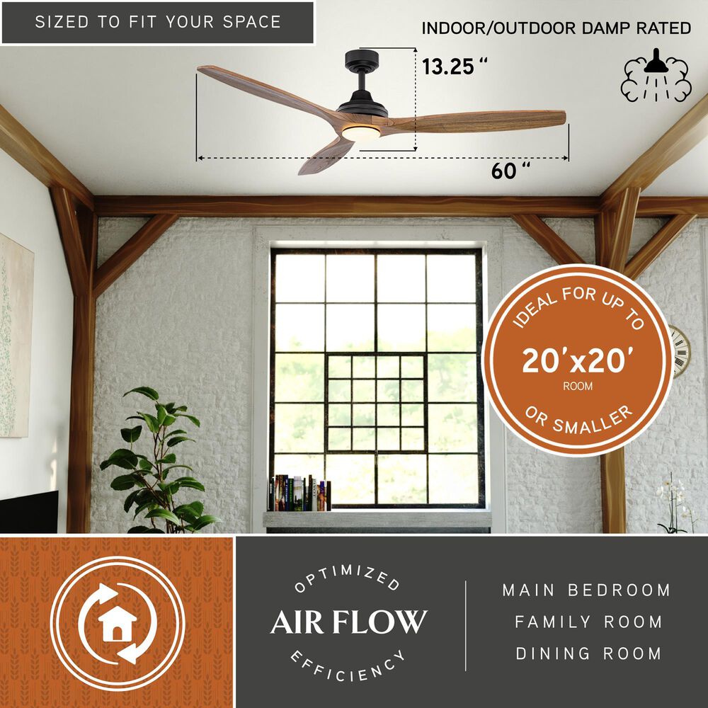 Vaxcel Niles 60" Integrated LED Ceiling Fan in Black, , large