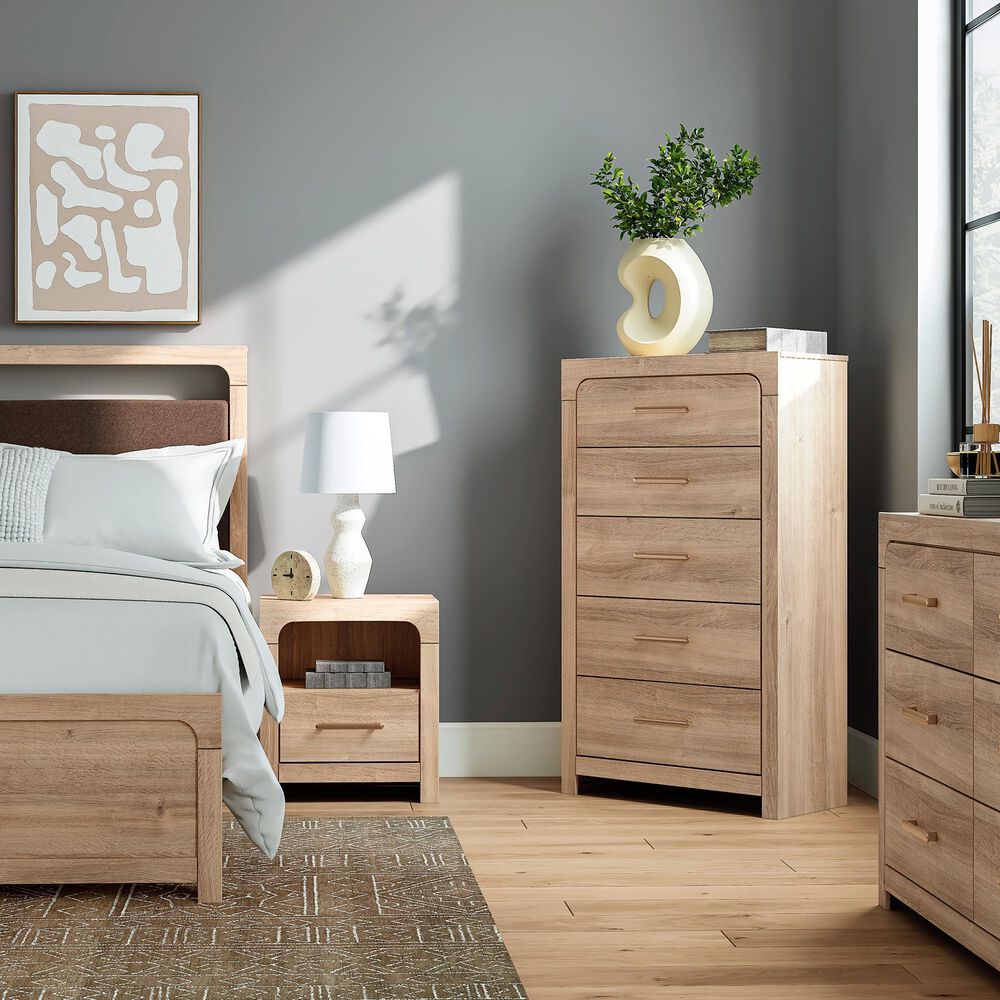 Ashley Kinlanni 5-Drawer Chest in Tan, , large