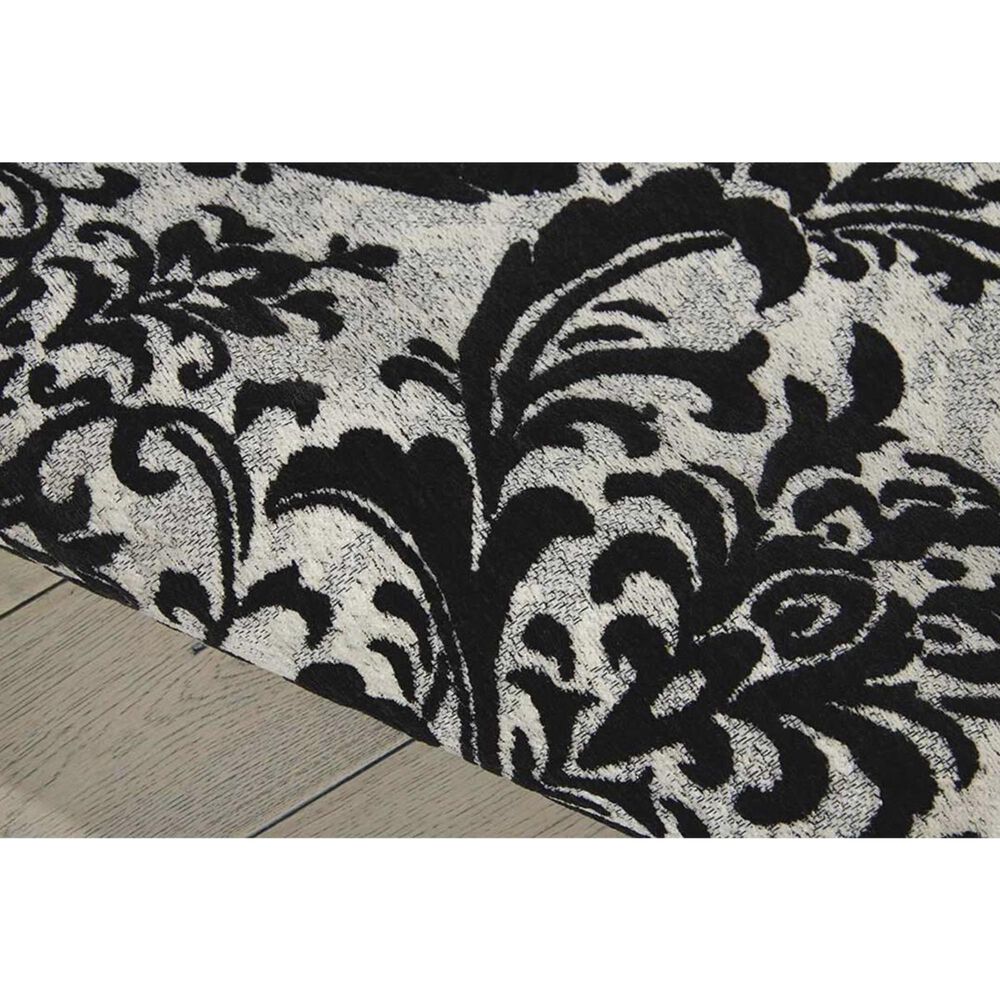 Nourison Damask DAS02 2&#39;3&quot; x 3&#39;9&quot; Black and White Area Rug, , large