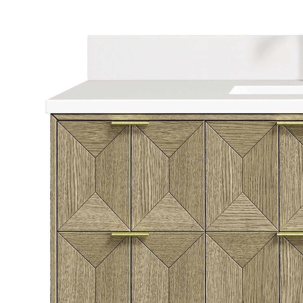 James Martin Vanities Emmeline 48&quot; Single Vanity in Pebble Oak with Single Hole 3 cm White Zeus Quartz Top &amp; Backsplash, , large