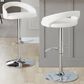 LumiSource Grotto Swivel Adjustable Bar Stool with White Faux Leather Upholstery in Chrome (Set of 2), , large