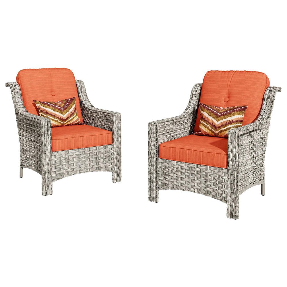 HOMLUX 5-Piece Patio Conversation Set with Two Ottomans in Orange Red, , large