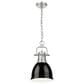 Golden Lighting Duncan 1-Light Small Pendant with Chain and Black Shade in Pewter, , large