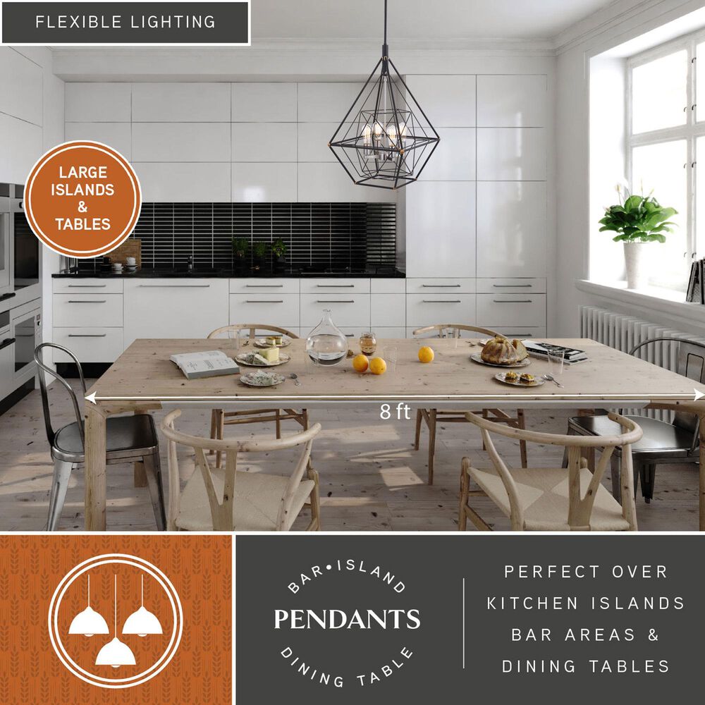 Vaxcel Bartlett 4-Light Pendant in Oil Rubbed Bronze and Satin Nickel, , large