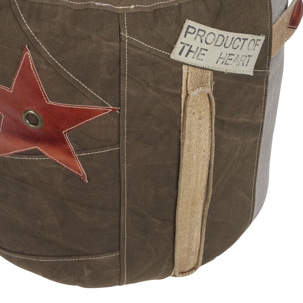 Maple and Jade Star Stuffed Pouf in Brown, Gray, Red and White, , large