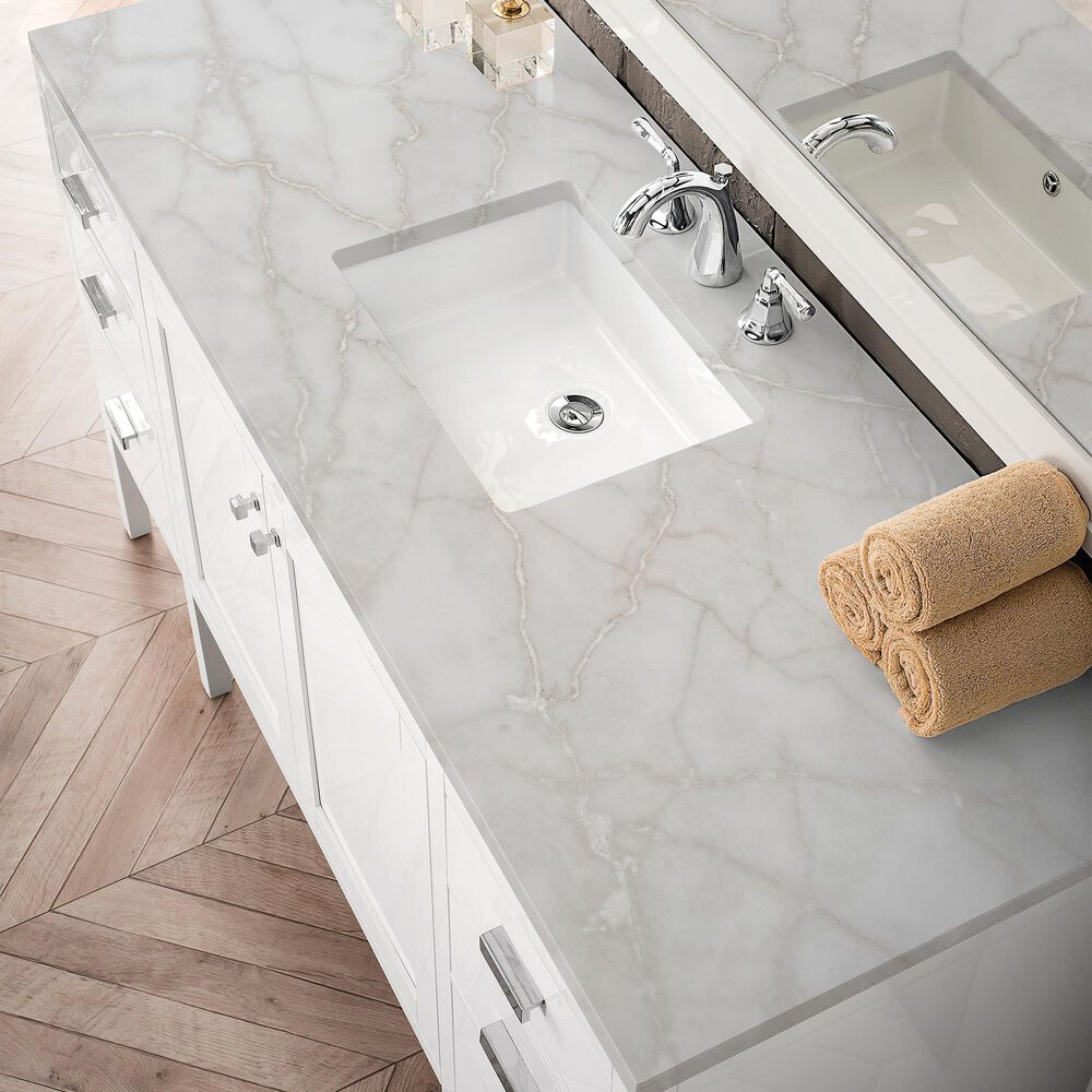 James Martin Vanities Addison 30&quot; Single Bathroom Vanity in Glossy White with 3 cm Victorian Silver Quartz Top and Rectangular Sink, , large