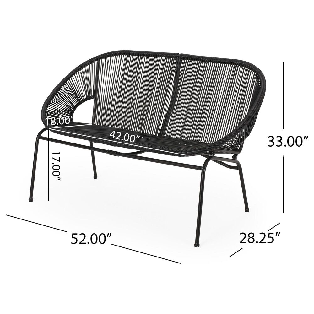 Hearth and Haven Condessa Outdoor Loveseat in Black, , large