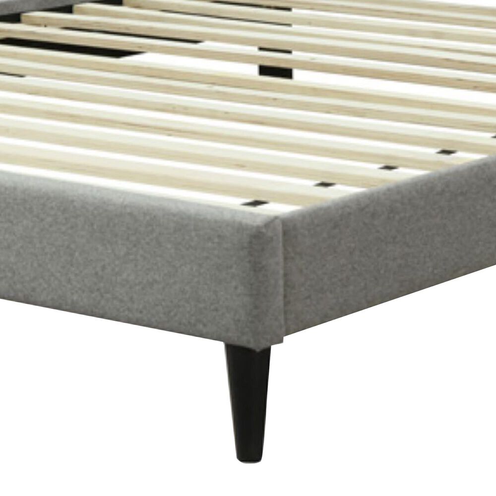 Hearth and Haven Queen Upholstered Platform Bed with USB Charging Ports in Gray, , large
