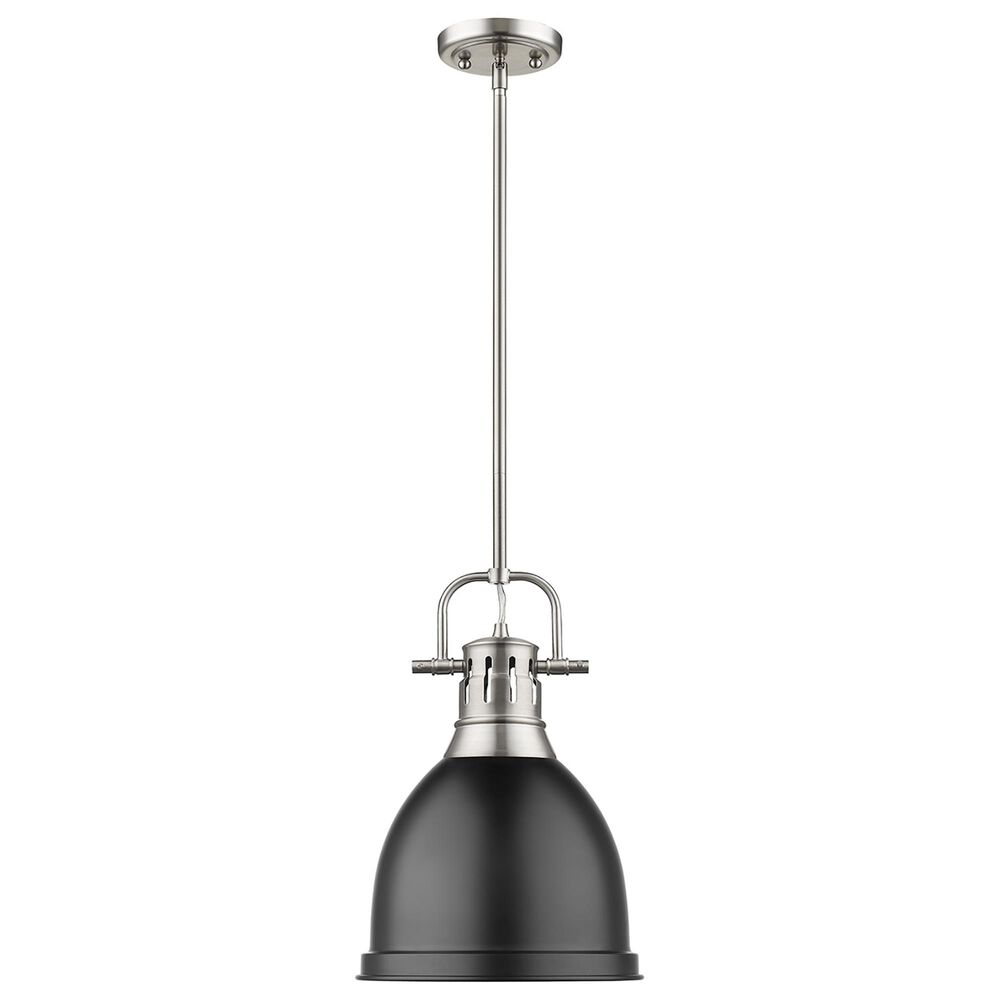 Golden Lighting Duncan Small Pendant in Matte Black with Rod in Pewter, , large