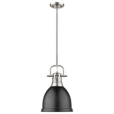 Golden Lighting Duncan Small Pendant in Matte Black with Rod in Pewter, , large