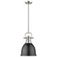 Golden Lighting Duncan Small Pendant in Matte Black with Rod in Pewter, , large