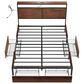 HOMLUX Queen 4-Drawer Storage Bed with LED Headboard in Rustic Brown, , large