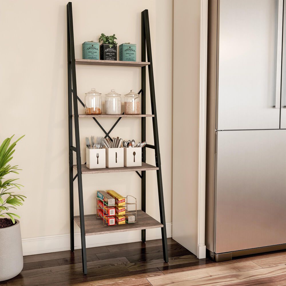 Timberlake Hastings Home 4-Tier Bookcase in Gray and Black, , large