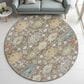 Dalyn Rug Company Silk Road Mocha, Ivory, Gold, Blue, Copper, Aloe and Gray 8" Round Area Rug, , large