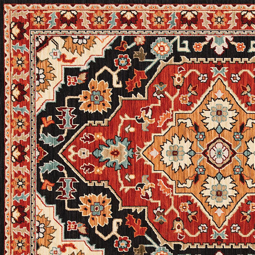 Oriental Weavers Lilihan Medallion 4929A 7&#39;10&quot; x 10&#39;10&quot; Black and Red Area Rug, , large
