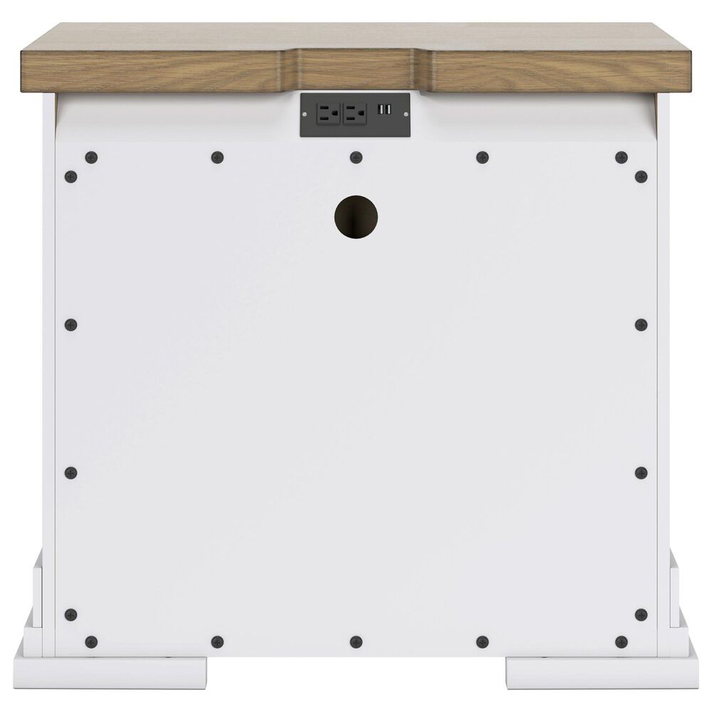 Ashley Ashbryn King Storage Bed and Two Nightstands in White and Oak, , large