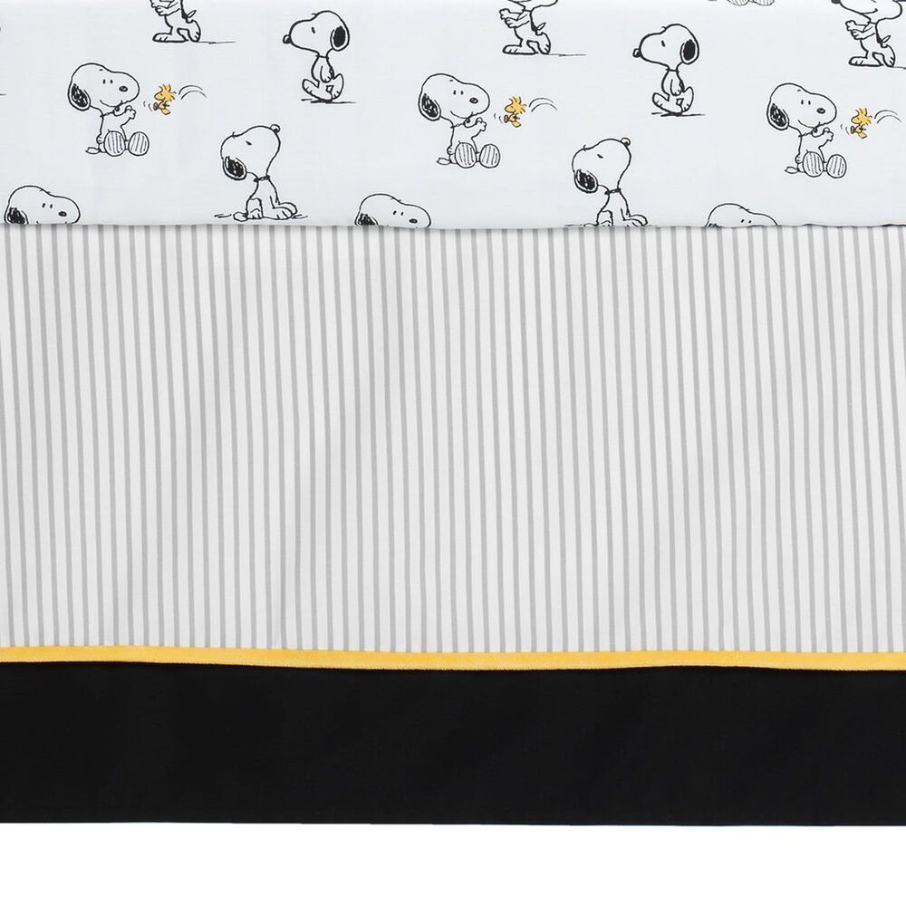 Lambs and Ivy Classic Snoopy 3-Piece Baby Crib Bedding Set in White, Black and Gray, , large