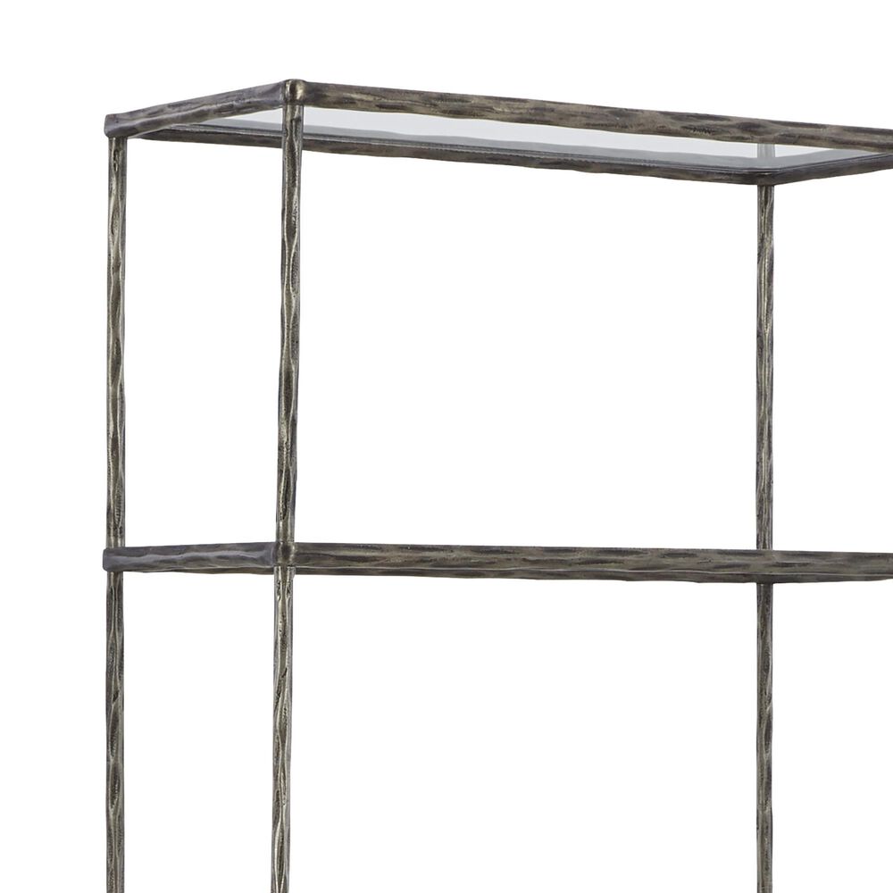 Ashley Ryandale 5-Shelf Bookcase in Antiqued Pewter and Clear, , large