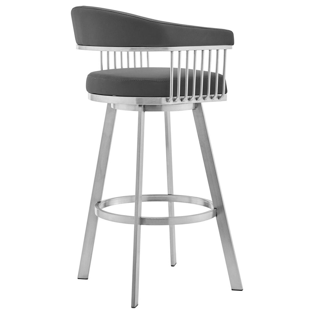 Blue River Chelsea 26&quot; Swivel Counter Stool with Gray Cushion in Brushed Stainless Steel, , large