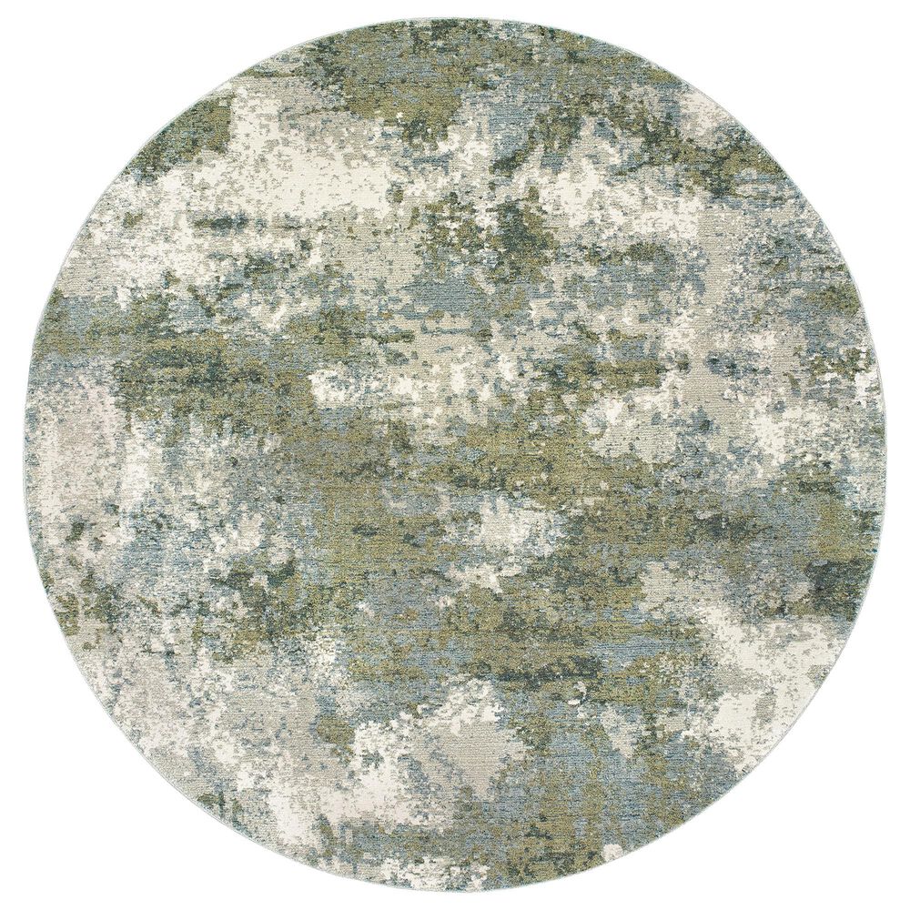 Oriental Weavers Evolution 7"10" Round Blue and Green Area Rug, , large