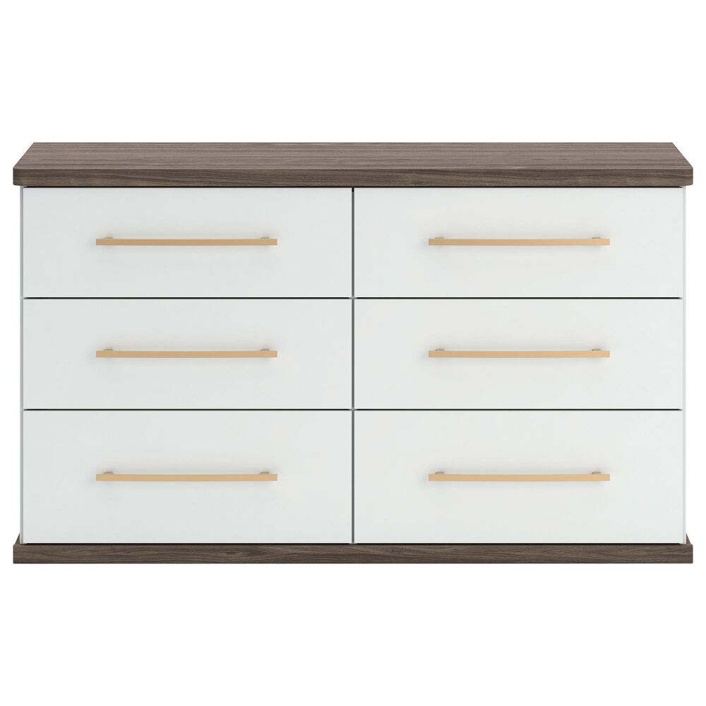 Ashley Kendanport King Upholstered Bed with Dresser, Chest, and Two Nightstands in Brown and White, , large